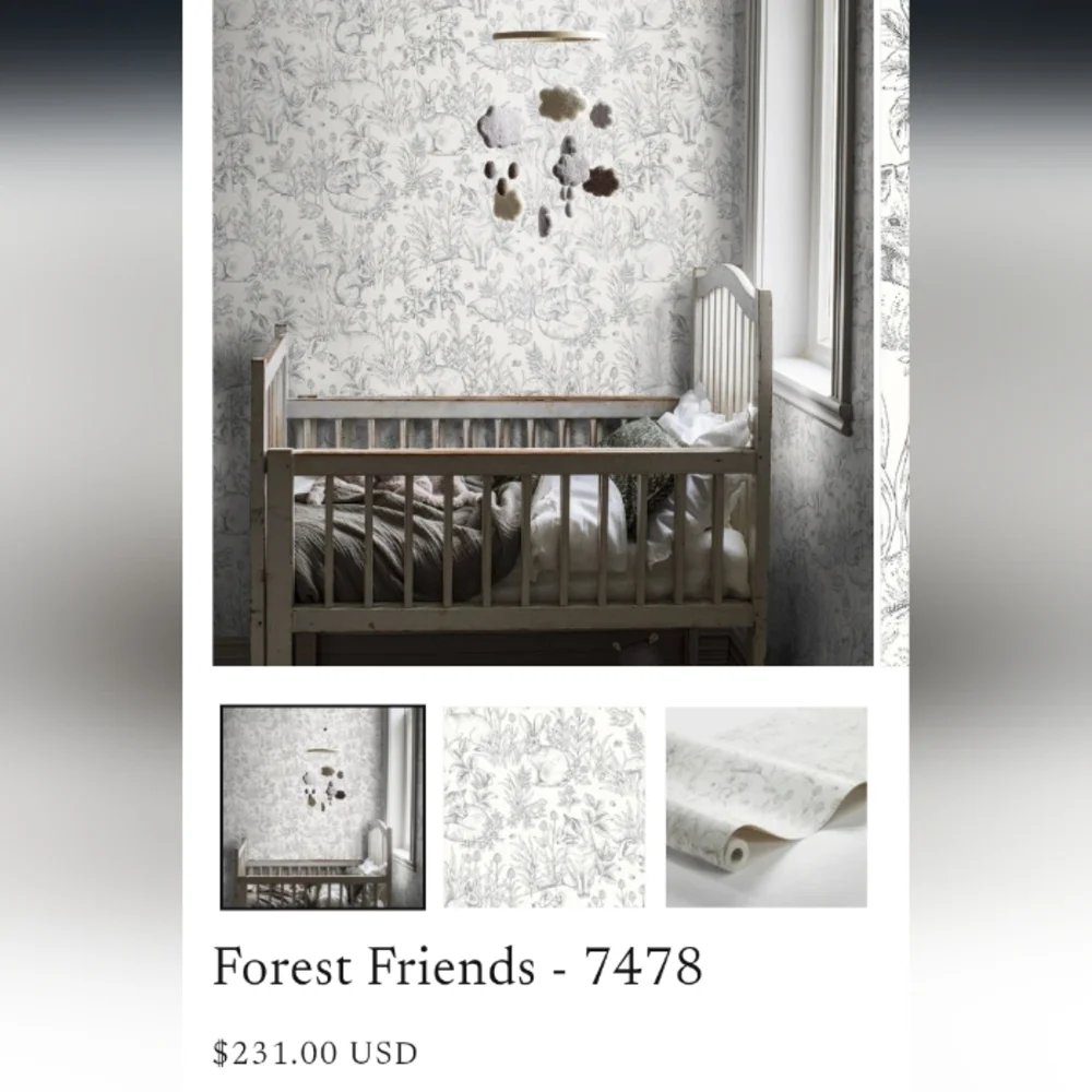 NWT Forest Friends 7478 Borastapeter Wallpaper Hygge Cottagecore Fox Badger Bugs